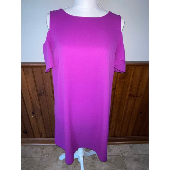 Womens Gianni Bini Purple Cold Shoulder Flutter Sleeve Spring Summer Dress S‎ - Picture 1 of 8